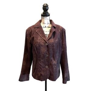 Erin London Blazer Jacket Faux Liquid Leather Purple Size Large NWT Office